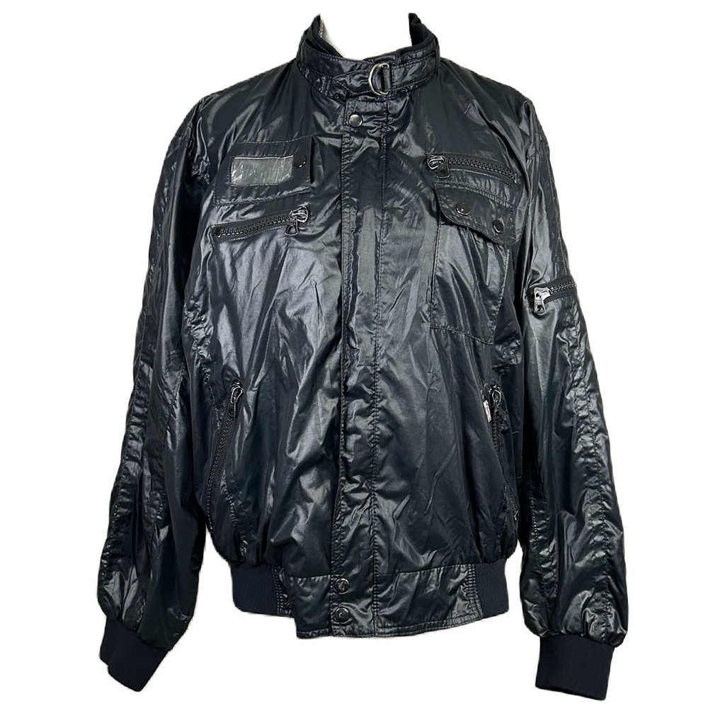 Vtg Malibu Mens 80s Racer Windbreaker Jacket Size L Full Zip Pockets Indie Retro